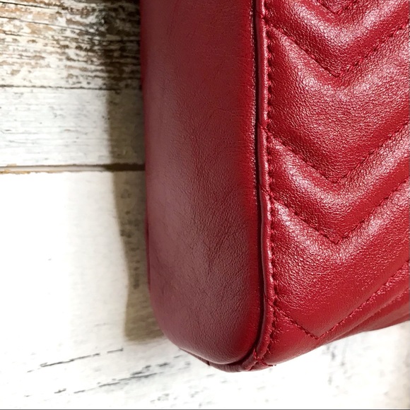 Gucci Red Quilted Medium Marmont Tote 524578 Bag - Picture 9 of 16